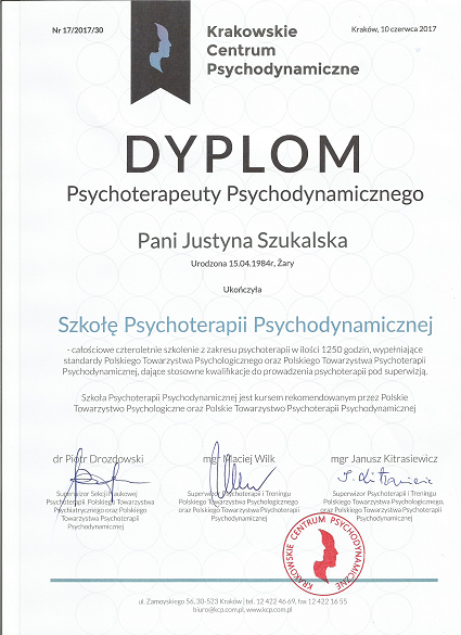 kwalifikacje - justyna szukalska