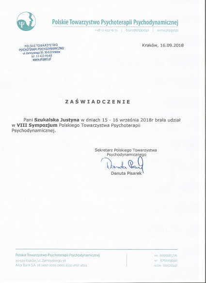 kwalifikacje - justyna szukalska