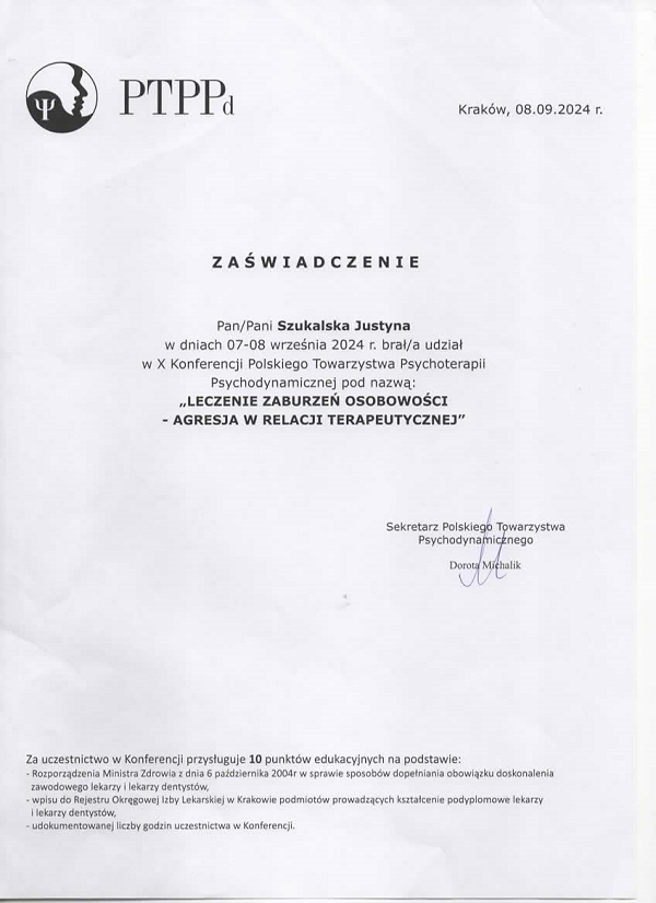 kwalifikacje - justyna szukalska