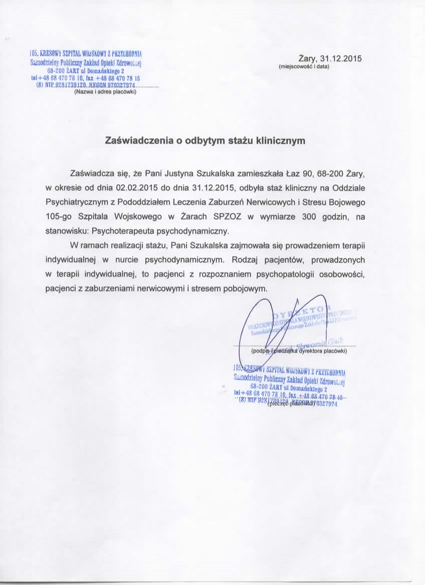 kwalifikacje - justyna szukalska