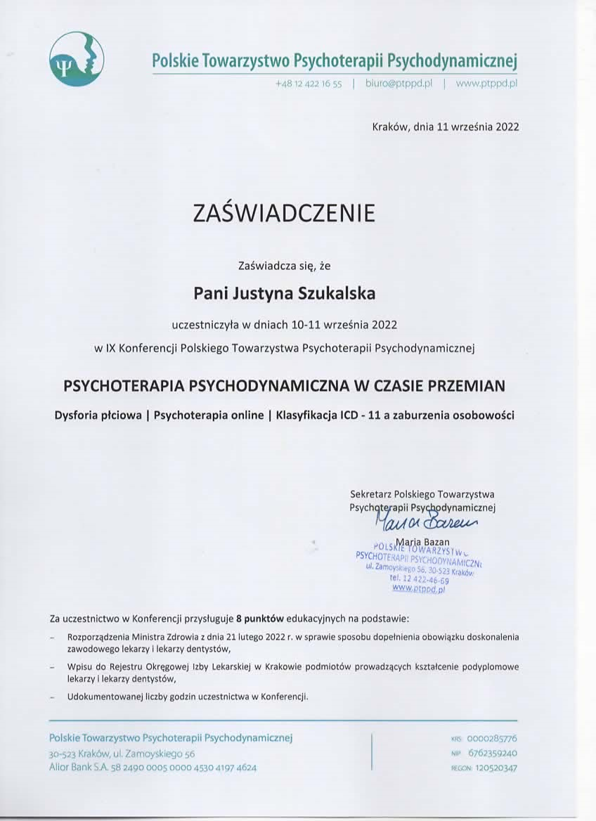 kwalifikacje - justyna szukalska