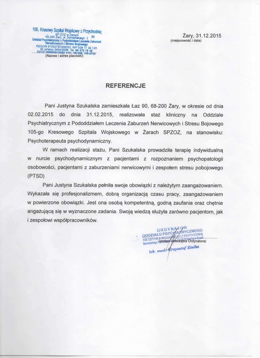 kwalifikacje - justyna szukalska