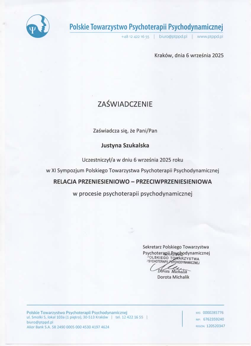 kwalifikacje - justyna szukalska