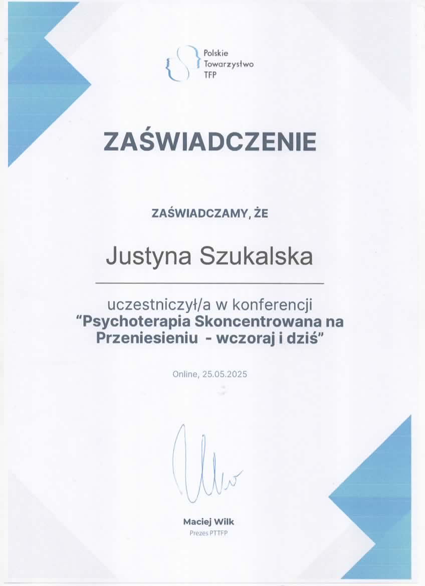 kwalifikacje - justyna szukalska